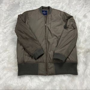 Army green oversized bomber boyfriend jacket